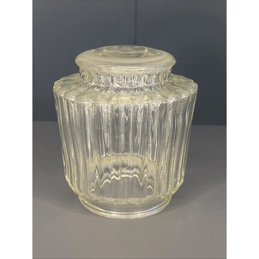 VTG Ceiling Light Shade Cover Clear Glass Ribbed Bullseye Outdoor Porch Fixture